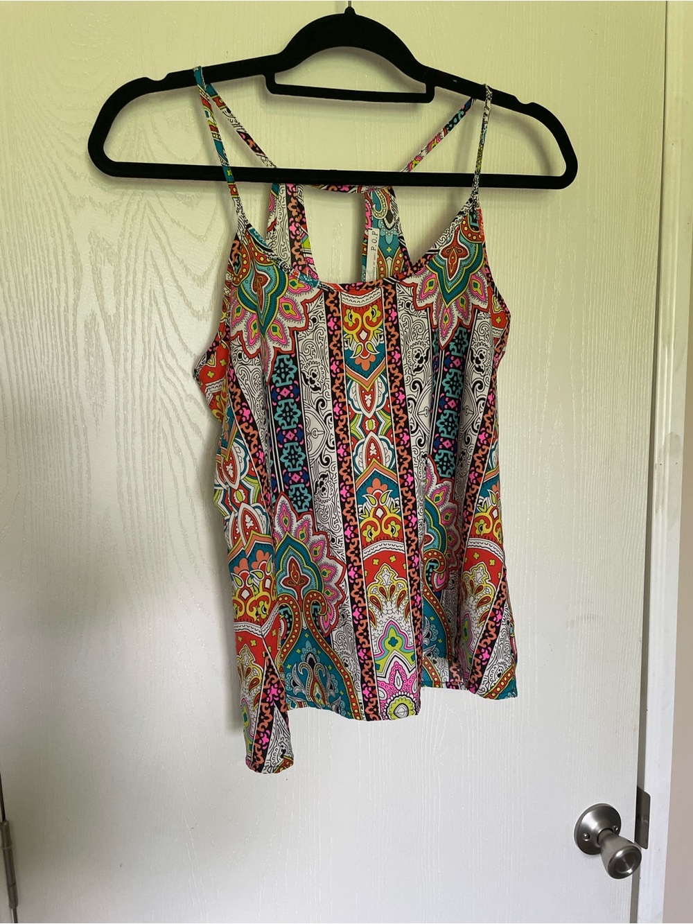 P.O.P. Multi-Color Printed Strappy Women's Tank Top Size Small
